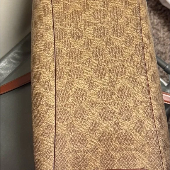 Coach Gallery Tote Signature Canvas Khaki Saddle Laptop Bag - Picture 4 of 5